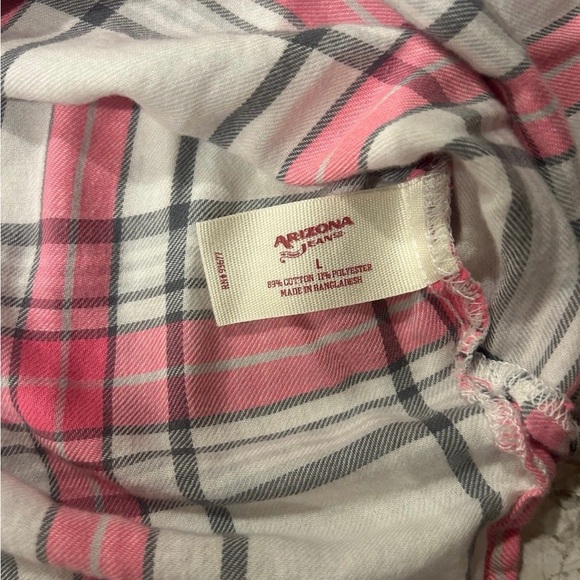 Arizona Plaid Button Up Shirt Pink LARGE JUNIORS - Picture 8 of 10